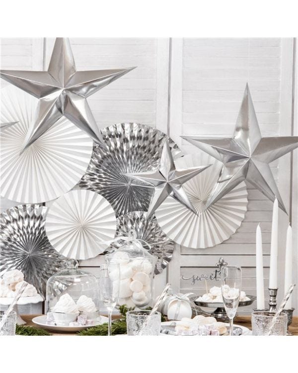 Silver Paper Star Decoration - 30cm