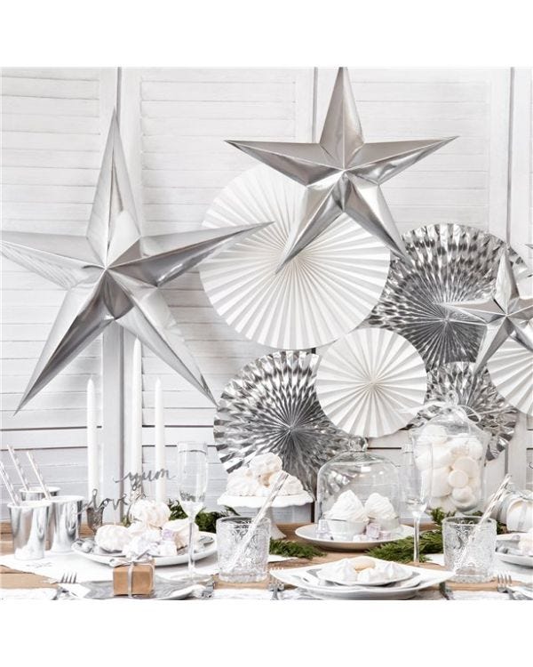 Silver Paper Star Decoration - 70cm