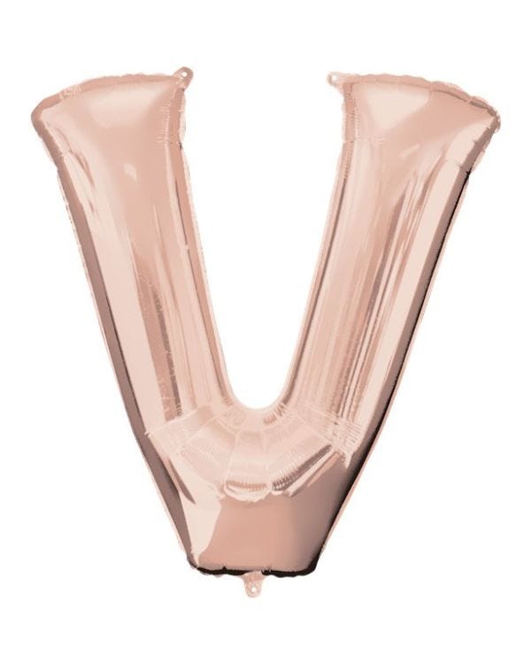 Rose Gold Letter V Air Filled Balloon - 16&quot; Foil