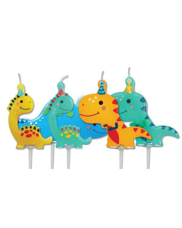 Dino Party Pick Candles (5pk)