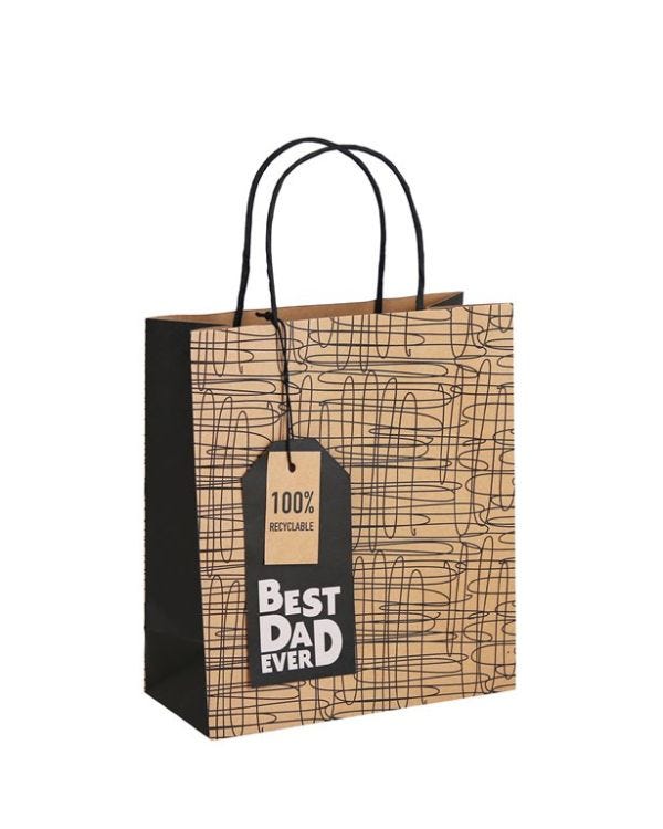 Kraft Squiggle Best Dad Medium Gift Bag