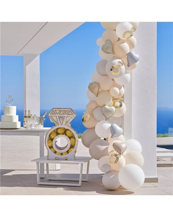 Champagne Bottle with Balloon Bubbles Arch - 70 Balloons