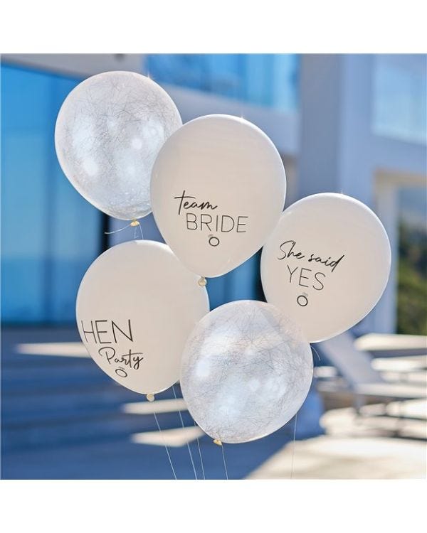 Hen Party Ring Confetti Latex Balloons (5pk)