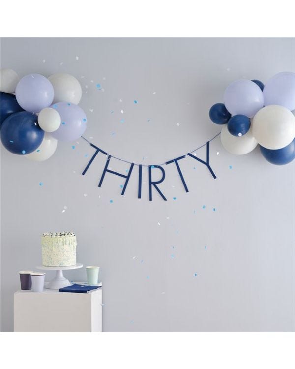 Mix it up Blue &#039;Thirty&#039; Banner and Latex Balloons