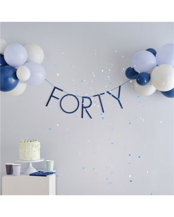 Mix it up Blue &#039;Forty&#039; Banner and Latex Balloons