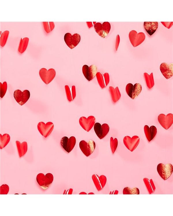 Valentines Red Heart Hanging Strings Decoration - 2.1m (6pk)