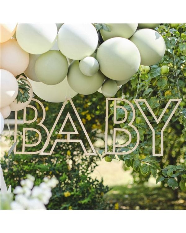 Botanical &#039;Baby&#039; Wooden Hanging Decoration