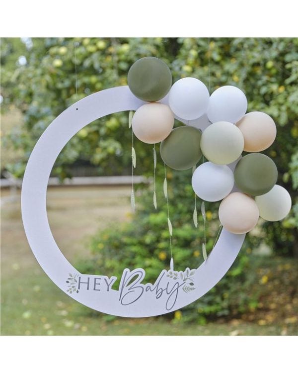 Botanical &#039;Hey Baby&#039; Photo Booth Frame With Balloons