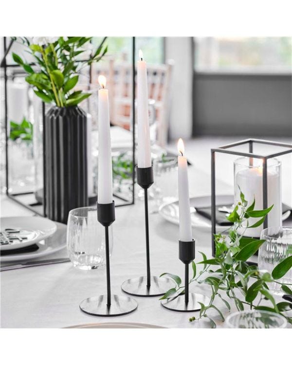 Contemporary Wedding Black Candle Holders (3pk)
