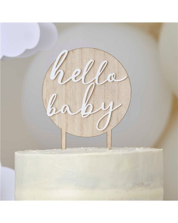 Hello Baby Wooden Cake Topper