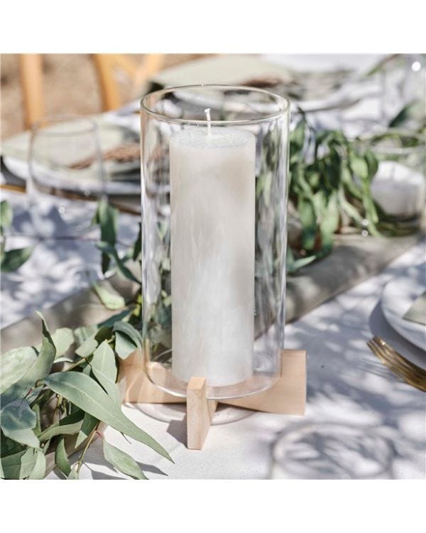 Secret Garden Glass and Wood Candle Holder