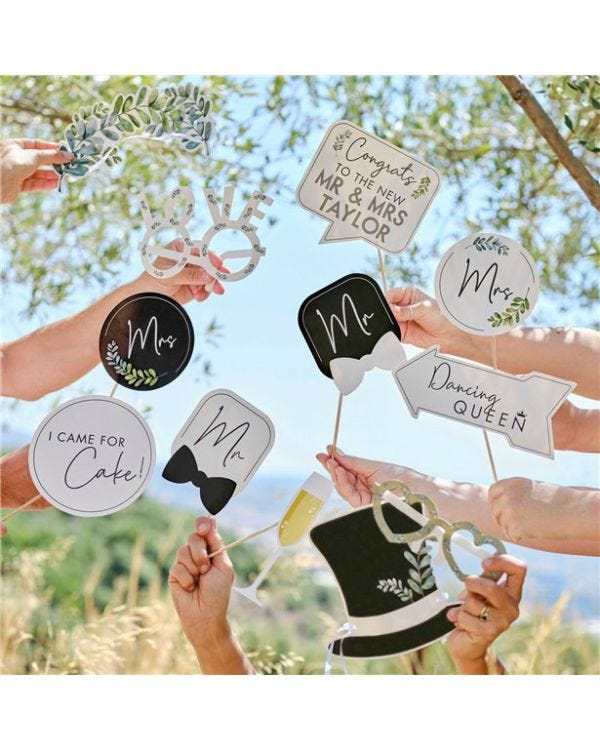 Secret Garden Customisable Wedding Photo Booth Props (6pk)
