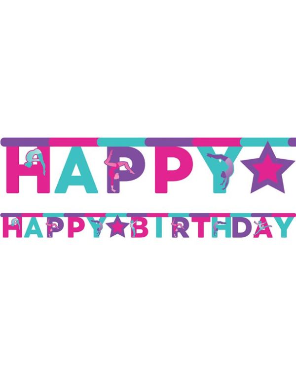 Gymnastics Party &#039;Happy Birthday&#039; Paper Letter Banner - 3m