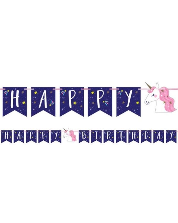 Unicorn Galaxy &#039;Happy Birthday&#039; Paper Letter Banner - 2.3m