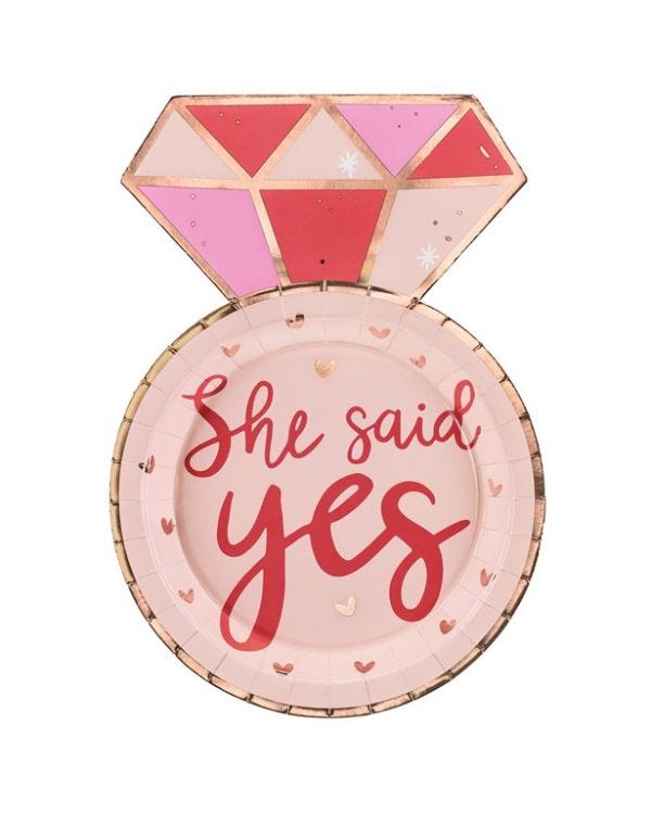 She Said Yes Ring Paper Plates - 25.5cm