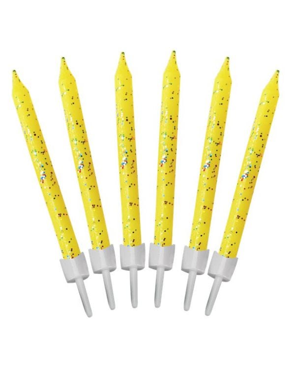 Yellow Glitter Candles (12pk)
