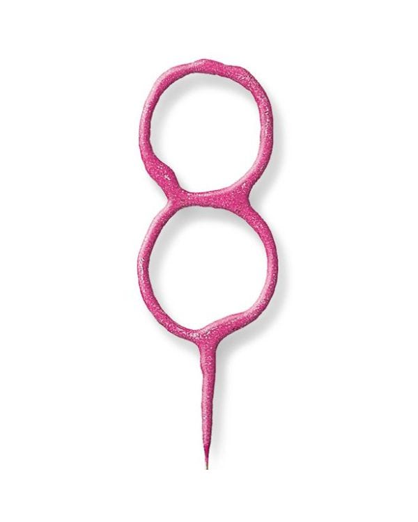 Pink Number 8 Sparkler Candle - 7&quot;