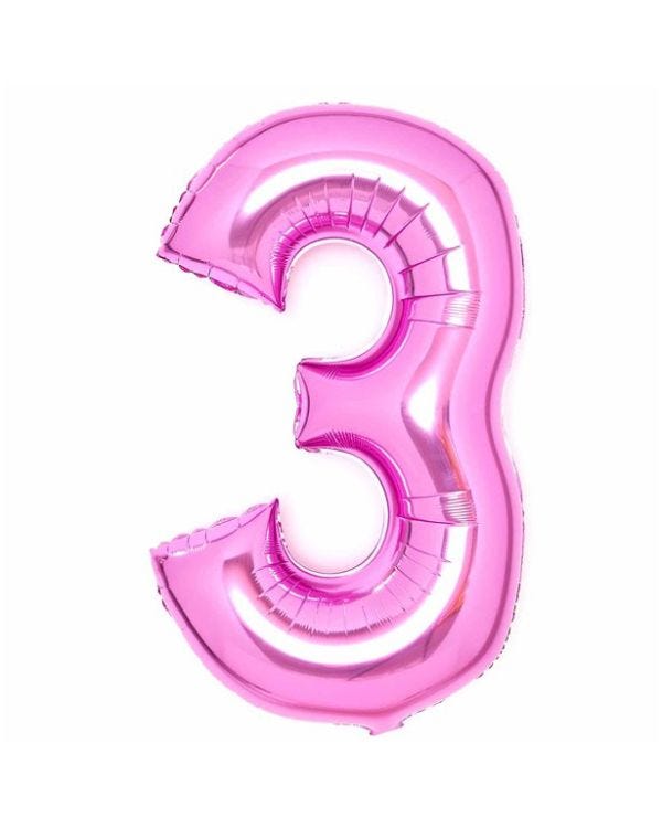 Number 3 Pink Foil Balloon - 34&quot;