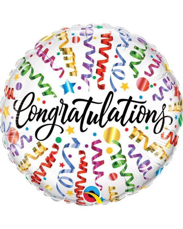 Congratulations Streamers Balloon - 18&quot; Foil