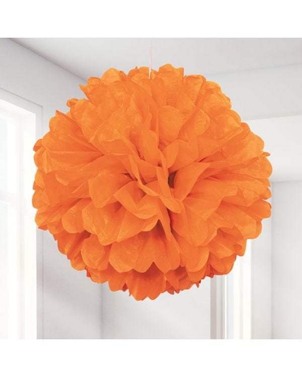 Orange Pom Pom Decoration - 41cm