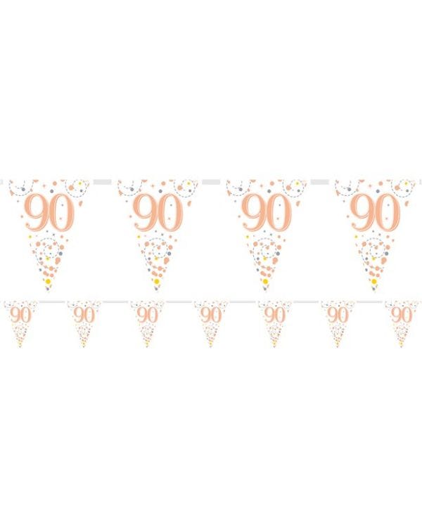 Sparkling Fizz 90th Foil Bunting - 3.9m
