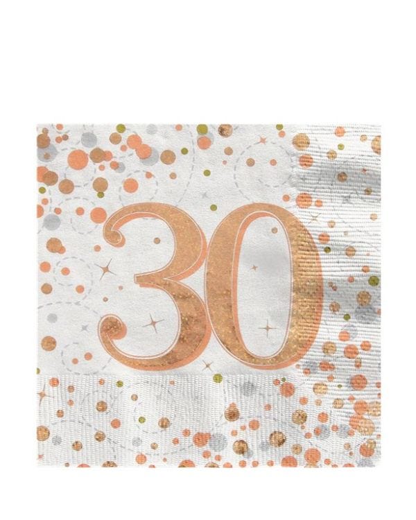 Sparkling Fizz Happy 30th Birthday Napkins - 33cm (16pk)
