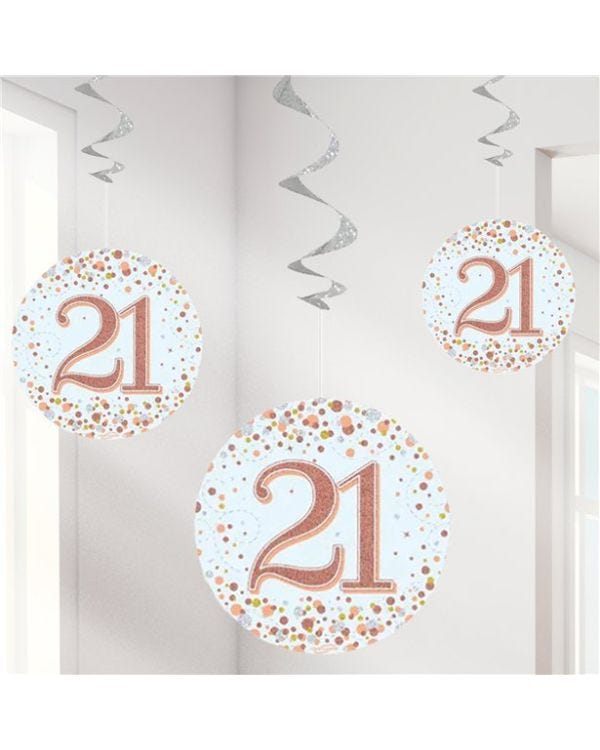 Sparkling Fizz 21st Hanging Swirls (6pk)