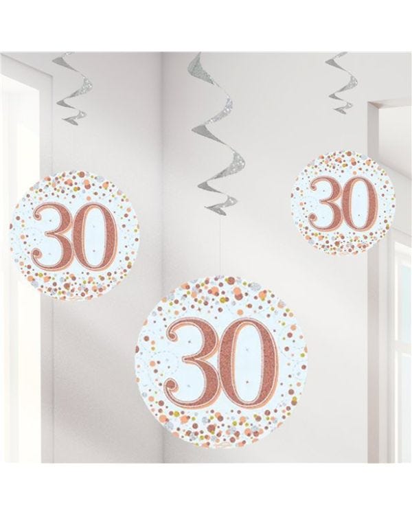 Sparking Fizz 30th Hanging Swirls (6pk)