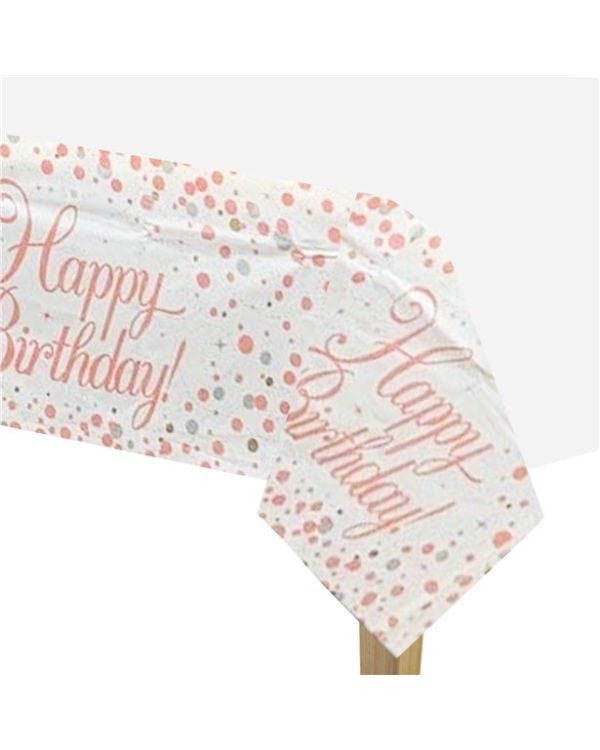 Sparkling Fizz  Happy Birthday Plastic Tablecover - 137cm x 2.6m