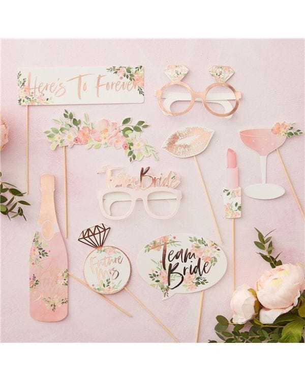 Floral Hen Party Photo Booth Props (10pk)