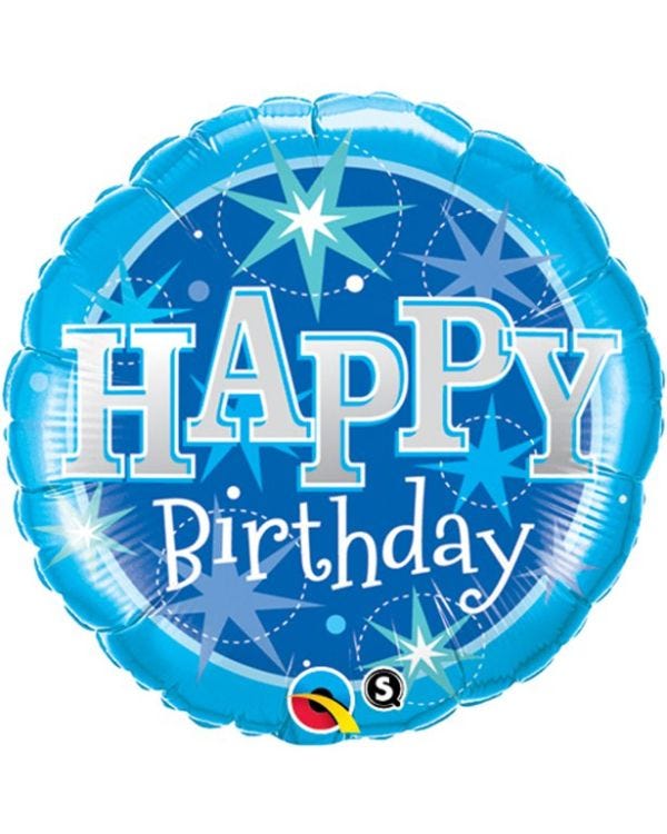Happy Birthday Blue Sparkle Balloon - 18&quot; Foil