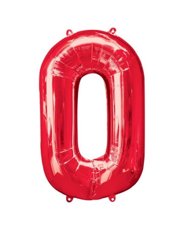 Number 0 Red Foil Balloon - 34&quot;