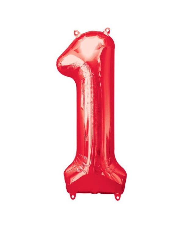 Number 1 Red Foil Balloon - 34&quot;