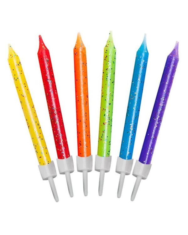 Rainbow Mix Glitter Candles (12pk)