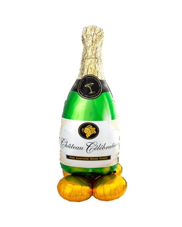 Champagne Bottle Air Fill Foil AirLoonz Balloon - 60&quot;