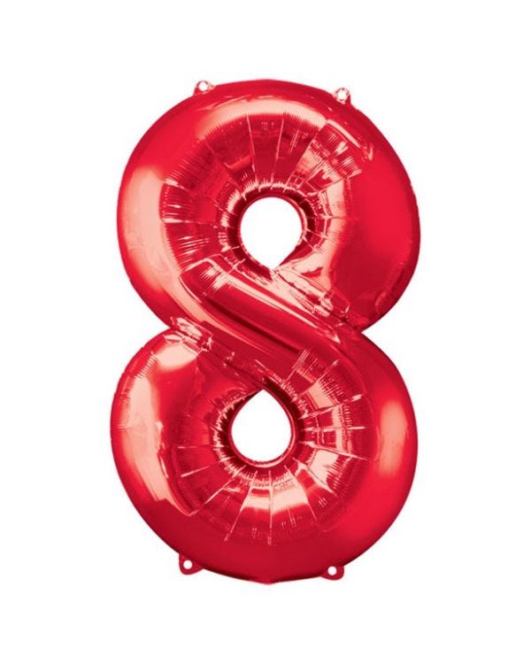Number 8 Red Foil Balloon - 34&quot;