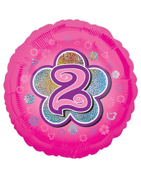 Age 2 Pink Flowers Balloon - 18&quot; Foil