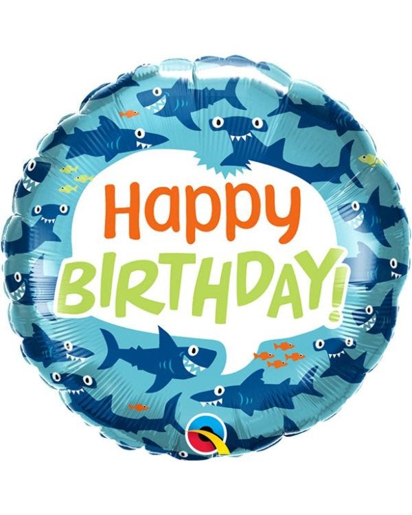 Shark Happy Birthday Balloon -  18&quot; Foil
