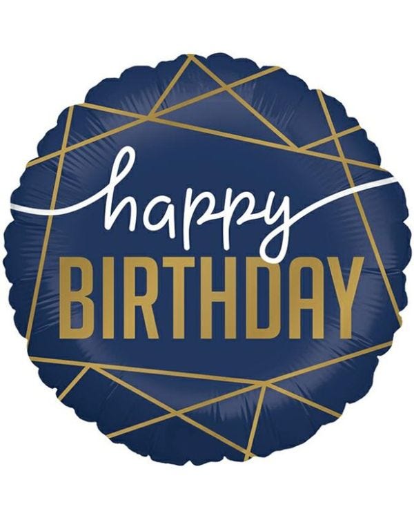Happy Birthday Navy Geode Balloon - 18&quot; Foil
