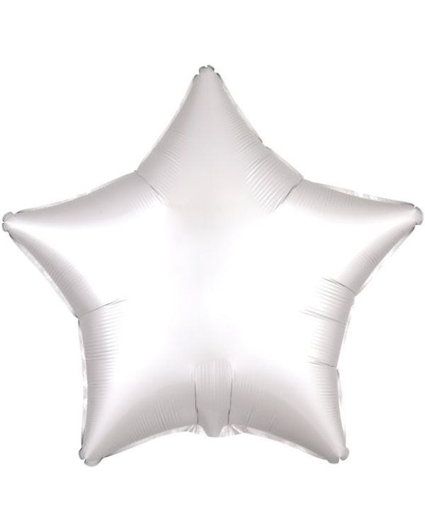 White Satin Luxe Star Balloon - 18&quot; Foil