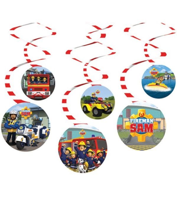 Fireman Sam Paper Swirl Decorations (6pk)