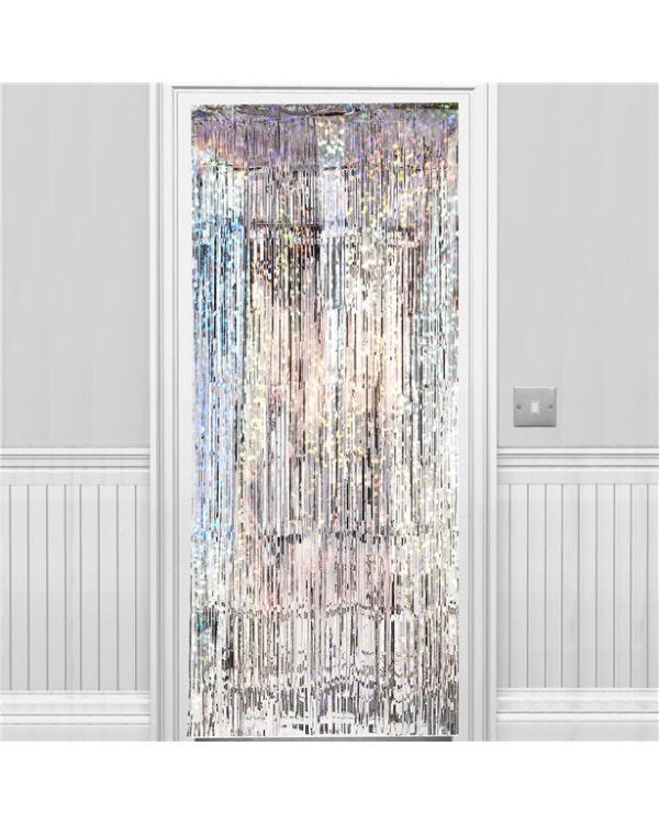 Holographic Silver Foil Door Curtain - 2.4m x 92cm