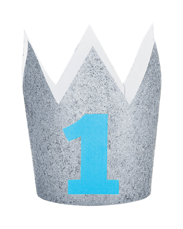 Age 1 Silver Glitter Mini Crown - 10cm