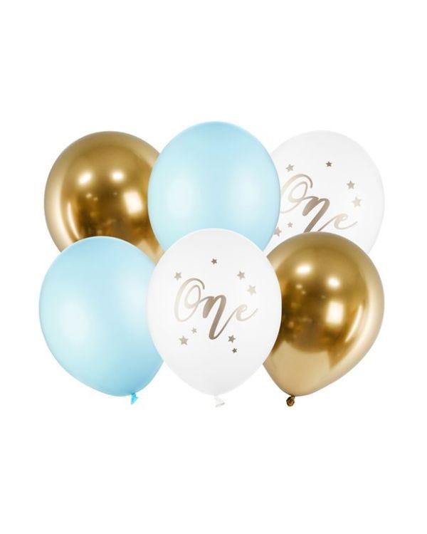 Pastel Blue Age 1 Balloon Bundle - 12&quot; Latex (6pk)