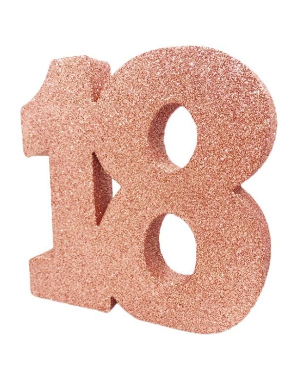 Age 18 Rose Gold Glitter Table Decoration