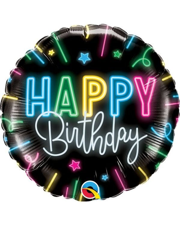 Happy Birthday Neon Glow - 18&quot; Foil
