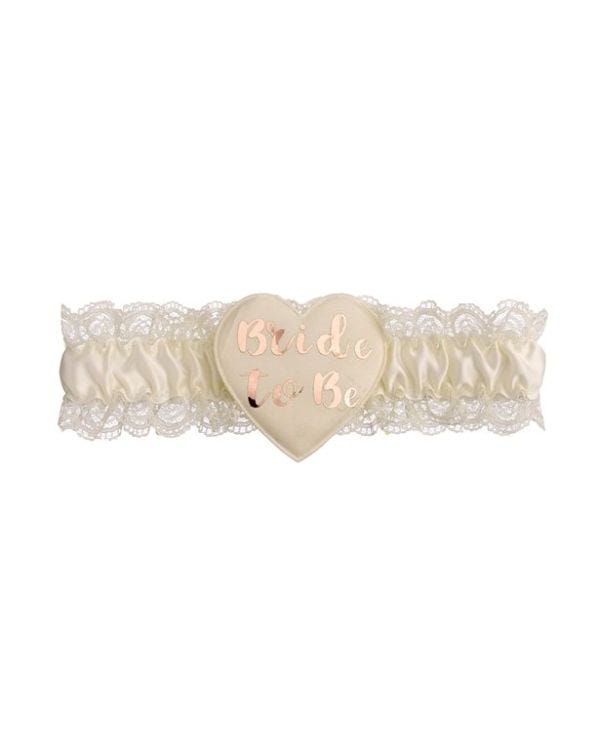 Cream &amp; Rose Gold Bride to Be Garter
