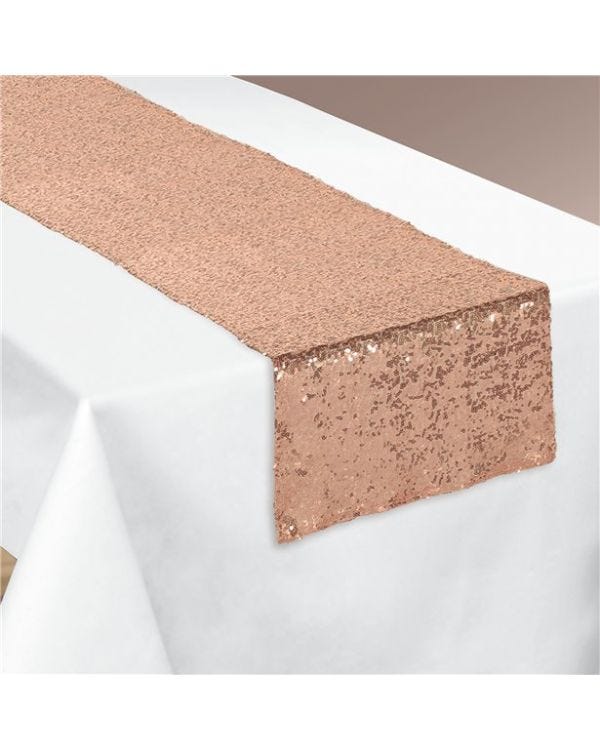 Blush Rose Gold Sequin Table Runner 182cm x 32cm