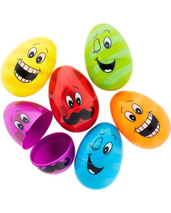 Large Funny Face Fillable Eggs - 8cm (6pk)