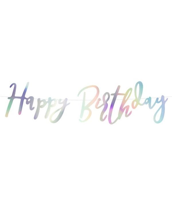 Iridescent &#039;Happy Birthday&#039; Paper Letter Banner - 62cm